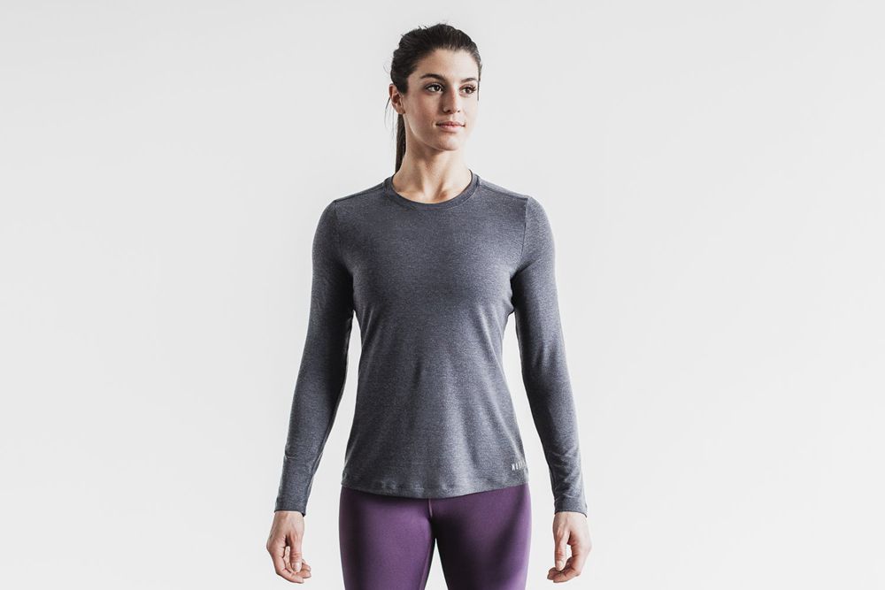 NOBULL Women's Long Sleeve Tee - Charcoal - Ireland (4382FLIDV)